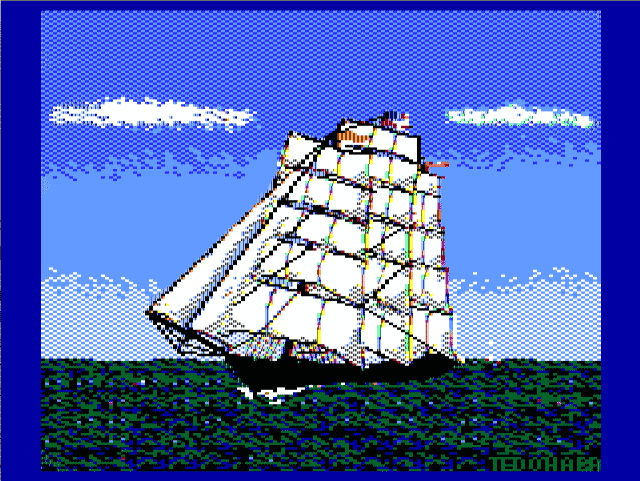 Clipper ship picture created on an Apple IIc