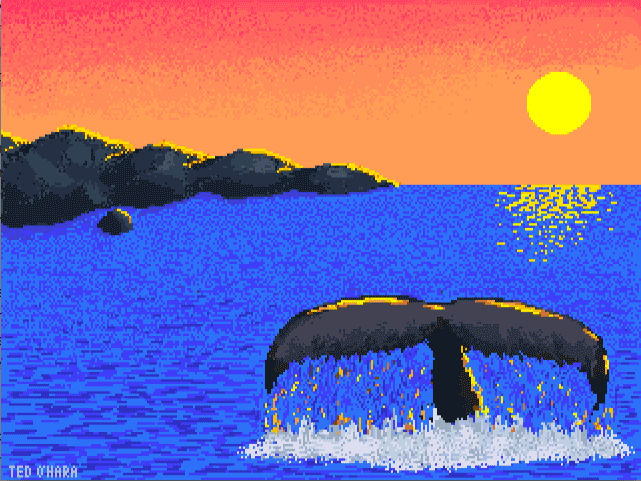 Whale at Sunset: an Apple IIGS picture