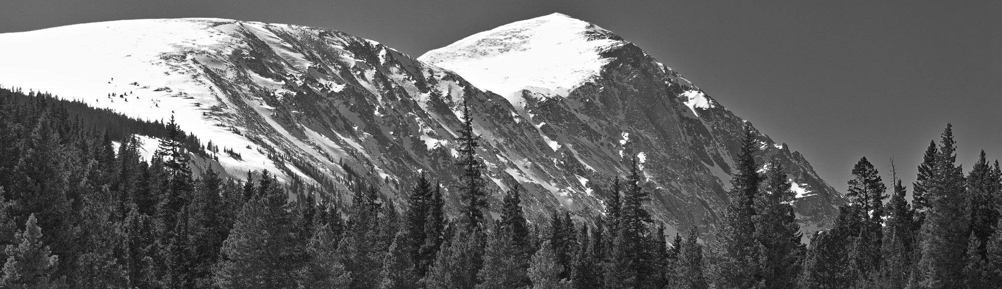 Snow covered mountains and trees, near Hoosier Pass, CO