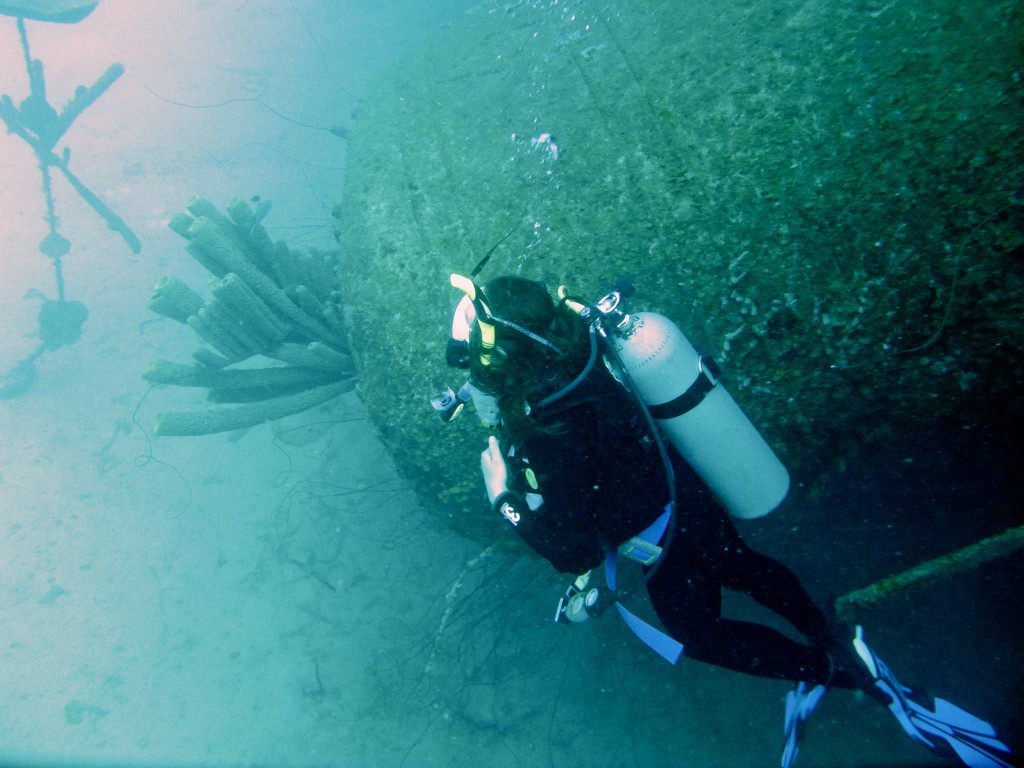 Diver by the Hilma Hooker's funnel