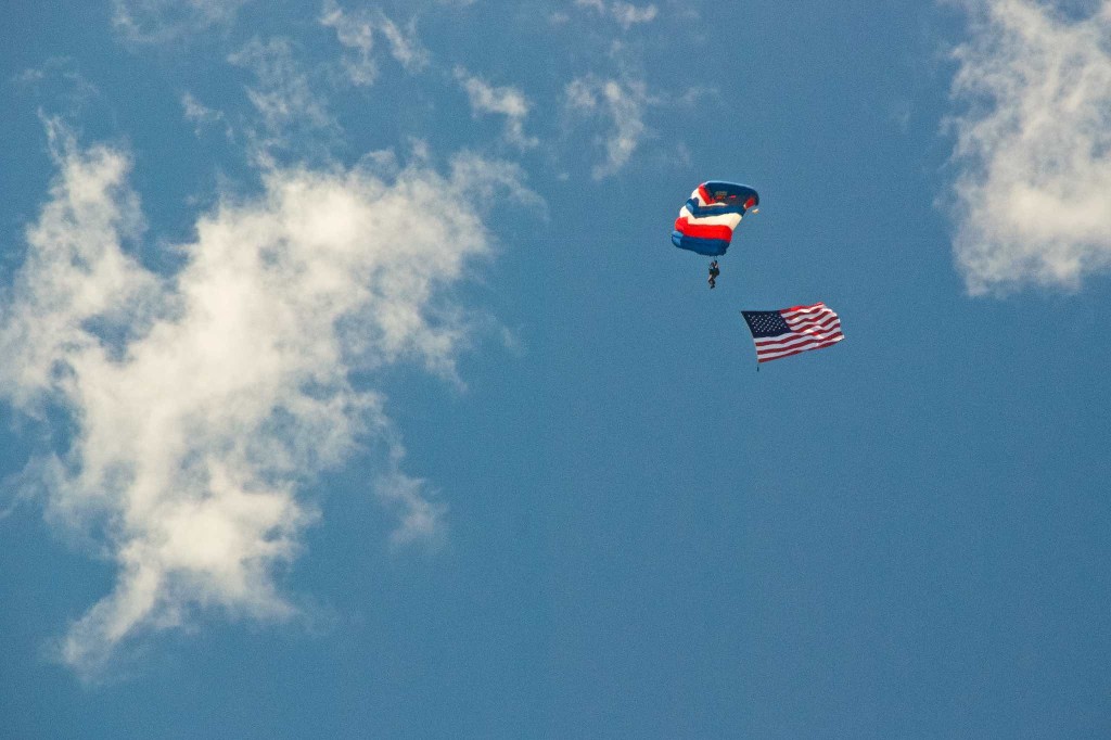 Skydiver and Flag