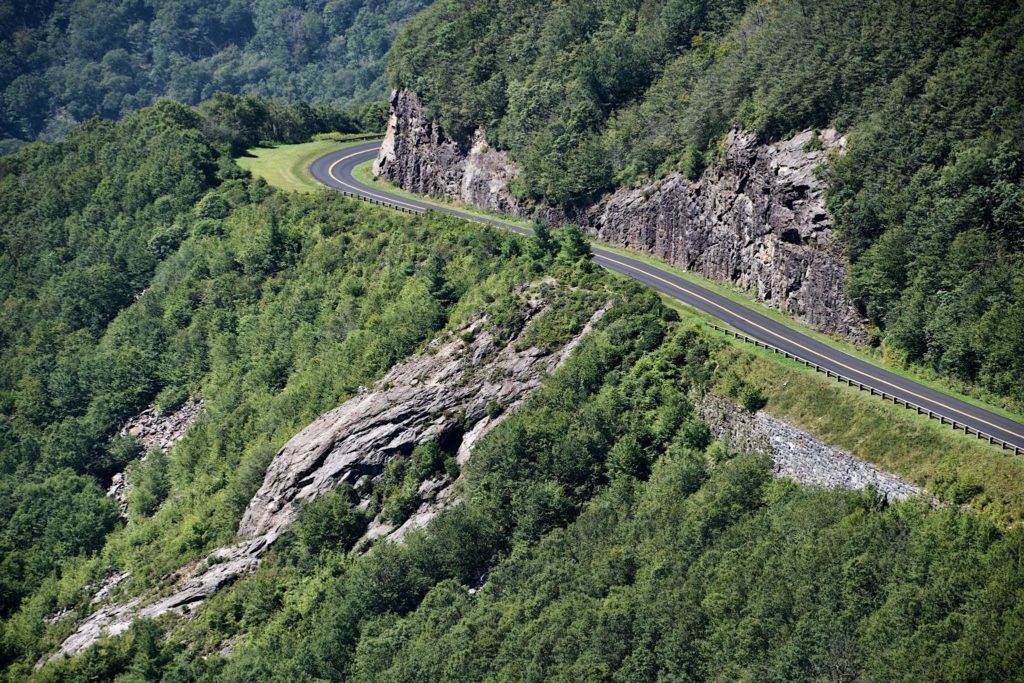 Road cut into the hillside