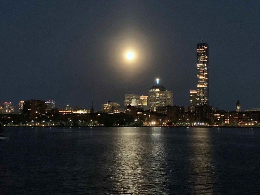 Moon and the Hancock Buildings.
