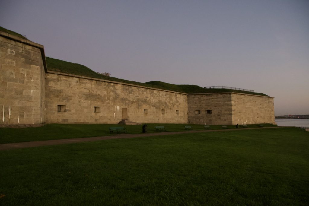 Fort Independence looming in the dark