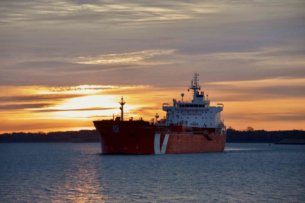 Tanker Iver Prosperity at sunrise