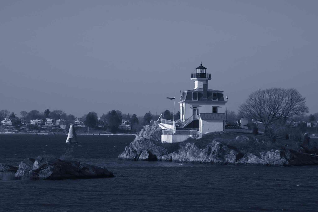 Pomham Rocks Light, blue duotone conversion