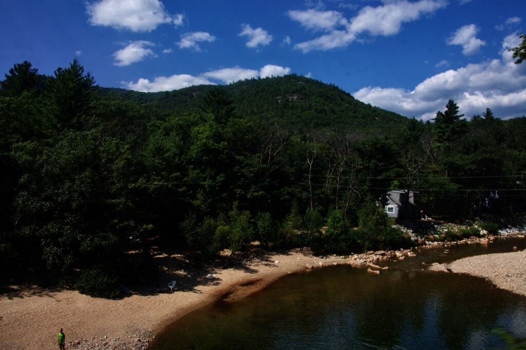 Passing a beach on the Saco river