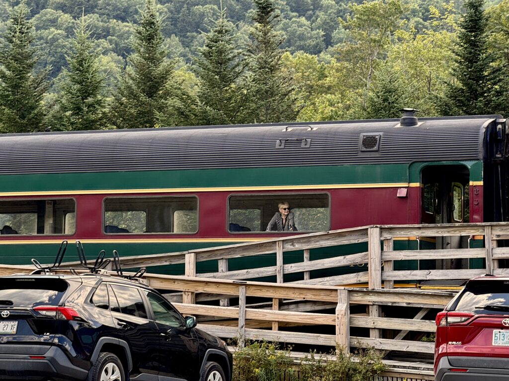 My seatmate looking out the window