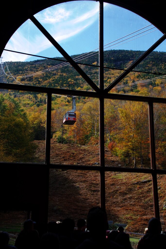 Tram car returning to base at Cannon Mountain