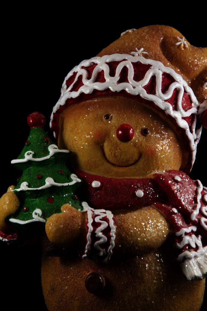 Tighter shot of bear against black background