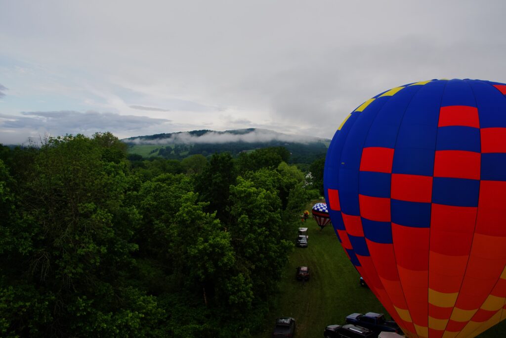 Balloon and fog behind us