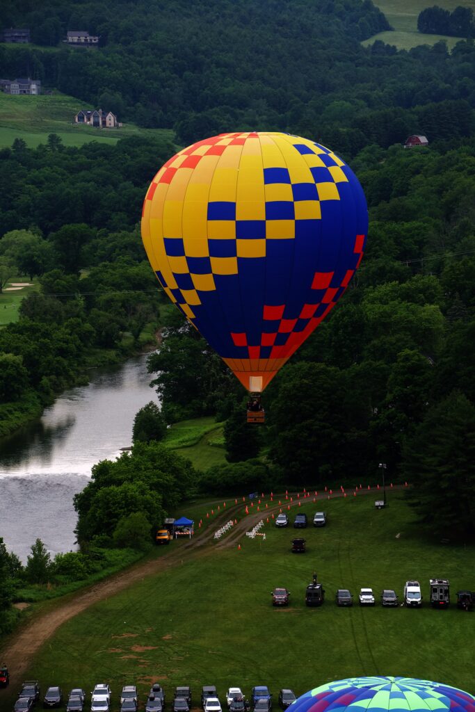 Yellow, blue and red balloon