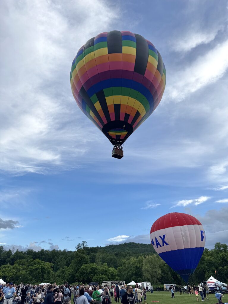 Balloon in the air.