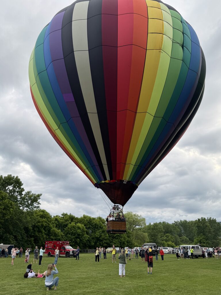 Balloon with rainbow vertical stripes