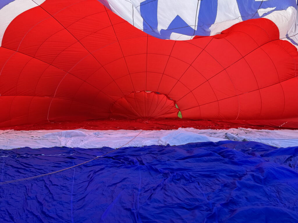 Inside the balloon as it inflates