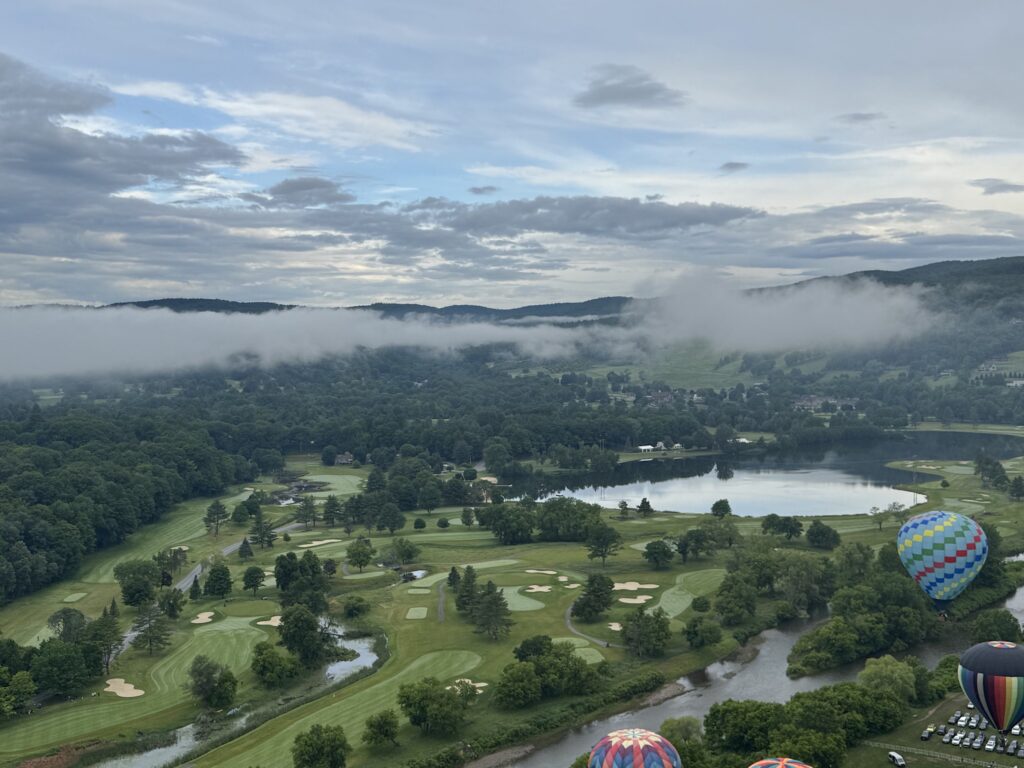 Cloud and fog banks over the golf course.