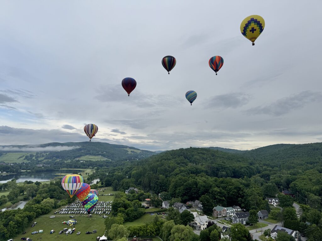 Balloons ascending from the festival