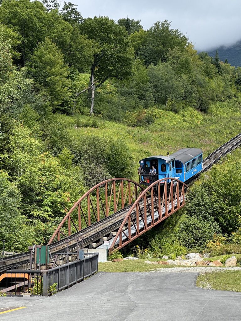 Cog train approaching the base station