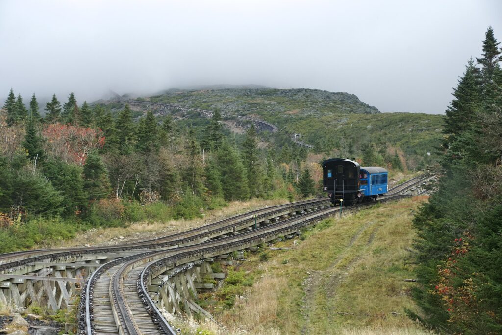Train climbing the mountain