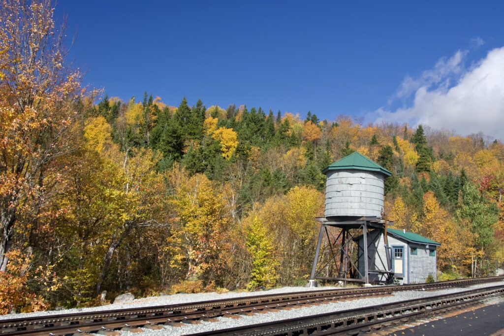 Water tank and foliage at the base station