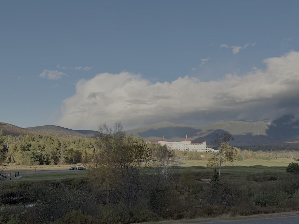 Mount Washington Hotel with clouds behind